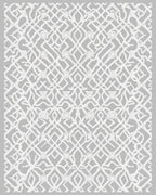 White Interlocking Lattice Over Gray Background Rug
