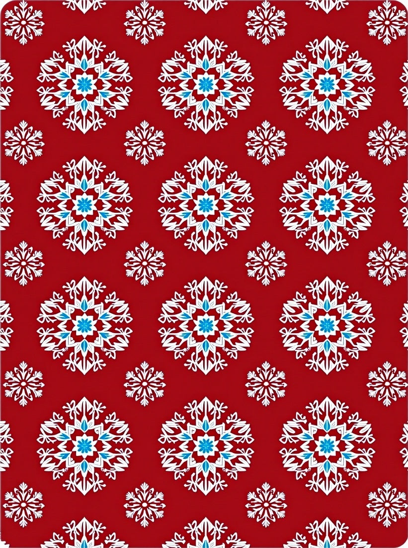 Crimson Red Snowflake Scatter Rug