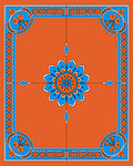 Bold Blue Floral Medallion Orange Rug