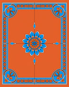 Bold Blue Floral Medallion Orange Rug