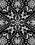 Black white ornate damask medallion Rug