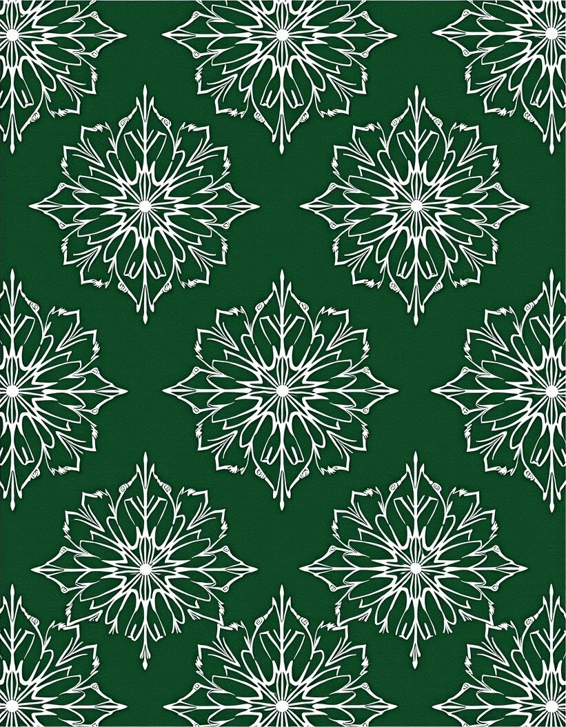 Emerald Snowflakes All Over Rug