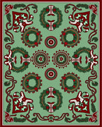 Festive Green Wreath Starburst Rug