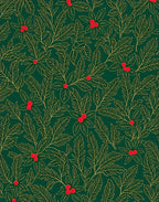 Emerald Holly Berry Leaf Vine Rug