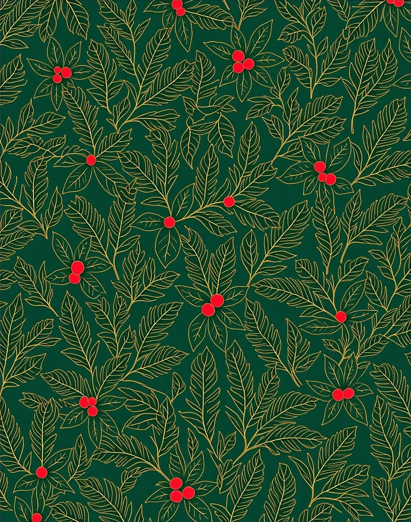 Emerald Holly Berry Leaf Vine Rug