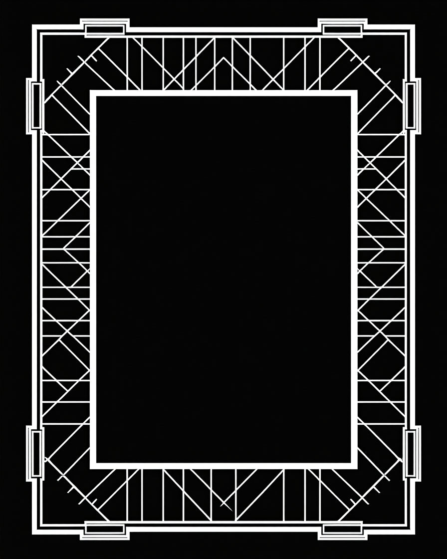 Art Deco Frame Geometric White Rug