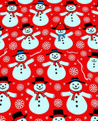 Red Festive Snowman Snowflake Toss Rug