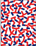Red Blue Abstract Connected Shapes Rug