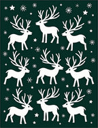 White Reindeer Stars Dark Green Field Rug