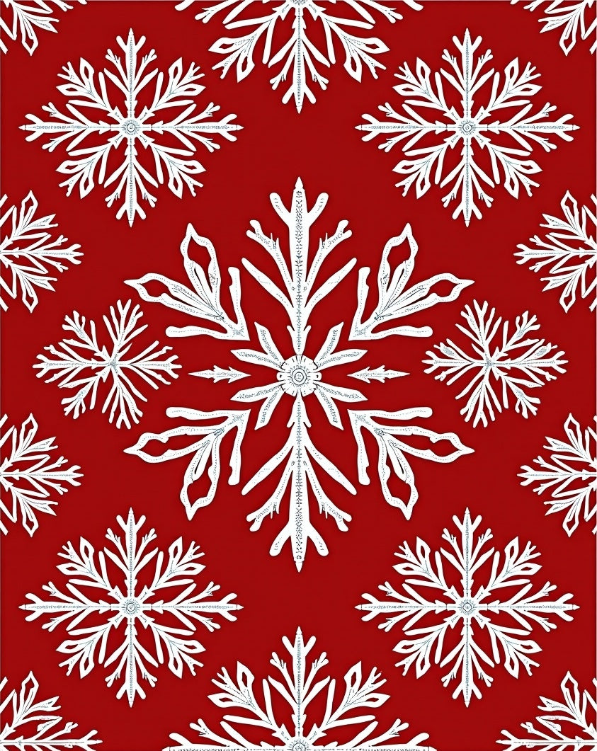 Winter White Iced Crystal Snowflakes Rug