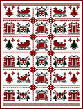 Crimson Red Christmas Sleigh Trees Rug