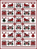 Crimson Red Christmas Sleigh Trees Rug