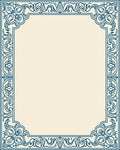 Navy Blue Scrollwork Floral Border Rug