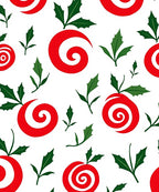Red Swirl Ornament with Holly Sprigs Rug