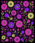 Vivid Violet Pink Yellow Floral Collage Rug
