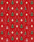 Green Christmas Trees and Stars Red Rug