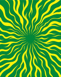 Radiant Green Yellow Sunburst Swirl Rug