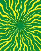 Radiant Green Yellow Sunburst Swirl Rug