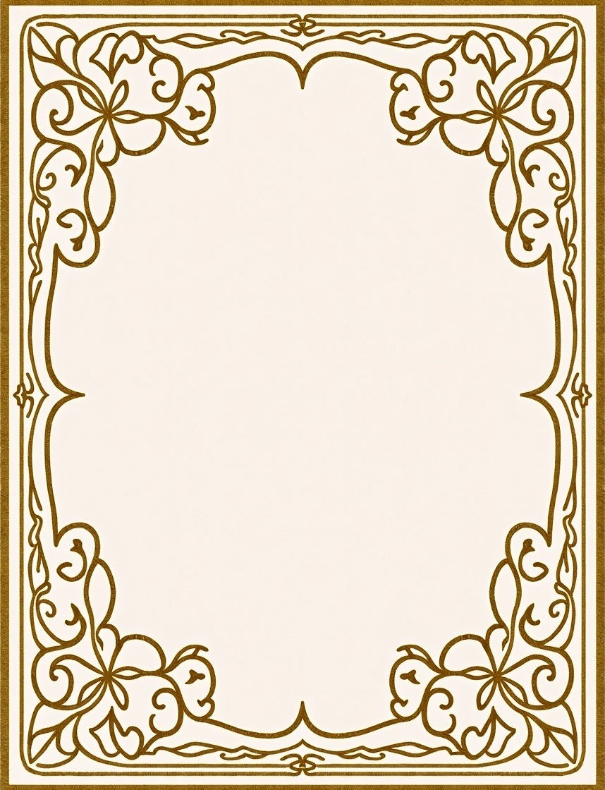 Golden Floral Scrollwork Border Rug