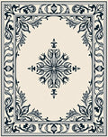 Classic Ivory Dark Floral Border Rug