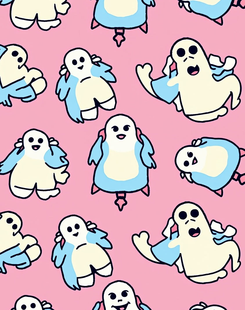 Pink Ghost Pals All-Over Rug