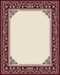 Crimson Floral Vine Scroll Border Rug