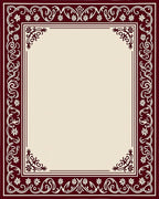 Crimson Floral Vine Scroll Border Rug