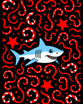 Cute Blue Shark Swirling Red Tentacles Rug