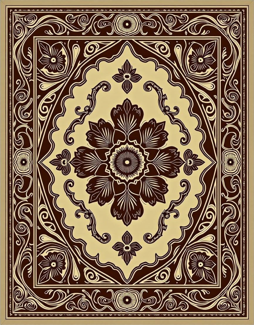 Rich Bronze Floral Medallion Radiance Rug