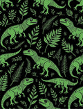 Green Dinosaur Foliage All-Over Rug