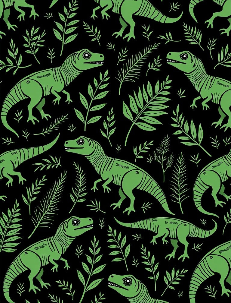 Green Dinosaur Foliage All-Over Rug