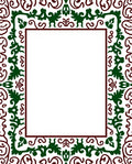 Deep Green Vine Scroll Frame Rug