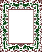 Deep Green Vine Scroll Frame Rug
