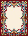 Crimson Red Floral Border Artwork Rug