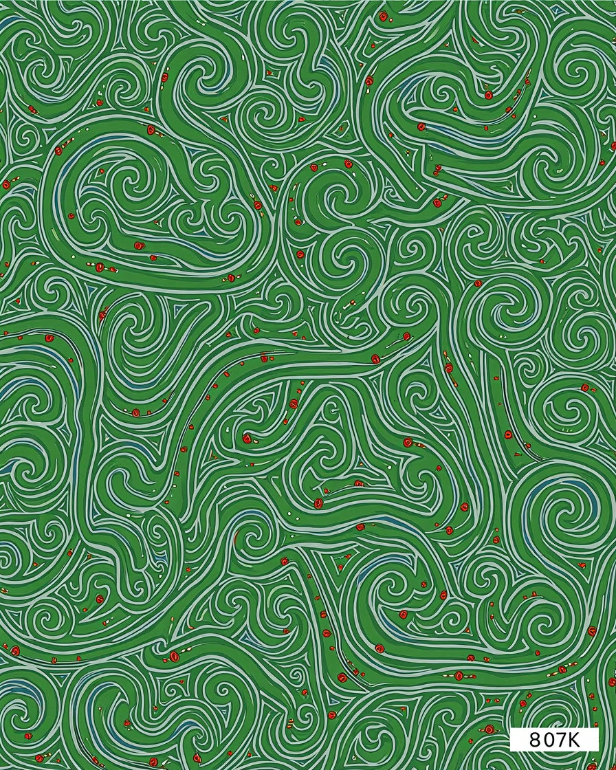 Verdant Swirls With Red Berry Accents Rug