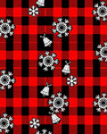 Red Black Buffalo Check Snowflakes Bells Rug
