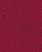 Crimson Swirling Abstract Waves Rug