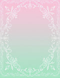 Pastel Pink Green Floral Scrollwork Border Rug