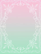 Pastel Pink Green Floral Scrollwork Border Rug