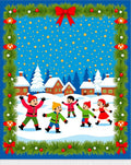 Winter Children Snow Village Garland Rug