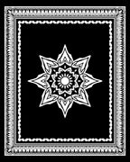 Black White Elaborate Floral Mandala Rug