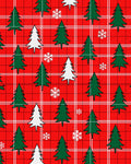 Red Tartan Christmas Tree Snowflakes Rug