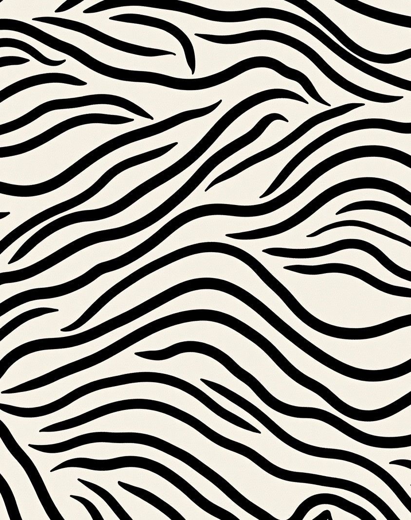 Classic Black White Zebra Waves Rug