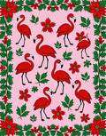 Red Flamingo Poinsettia Garland Rug