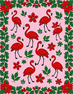 Red Flamingo Poinsettia Garland Rug