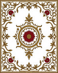 Crimson Floral Gold Vine Medallion Rug
