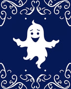 Spooky White Ghost Blue Swirl Frame Rug