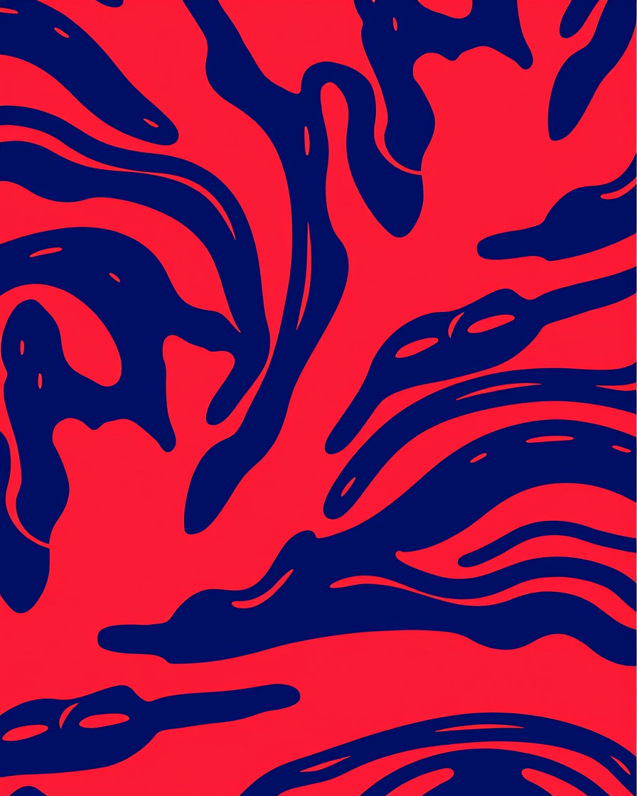 Vibrant Scarlet Wavy Flow Rug