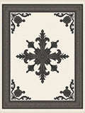Ornate Black Cream Scroll Medallion Rug