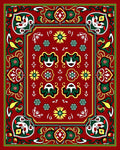 Red Green Yellow Floral Medallion Rug